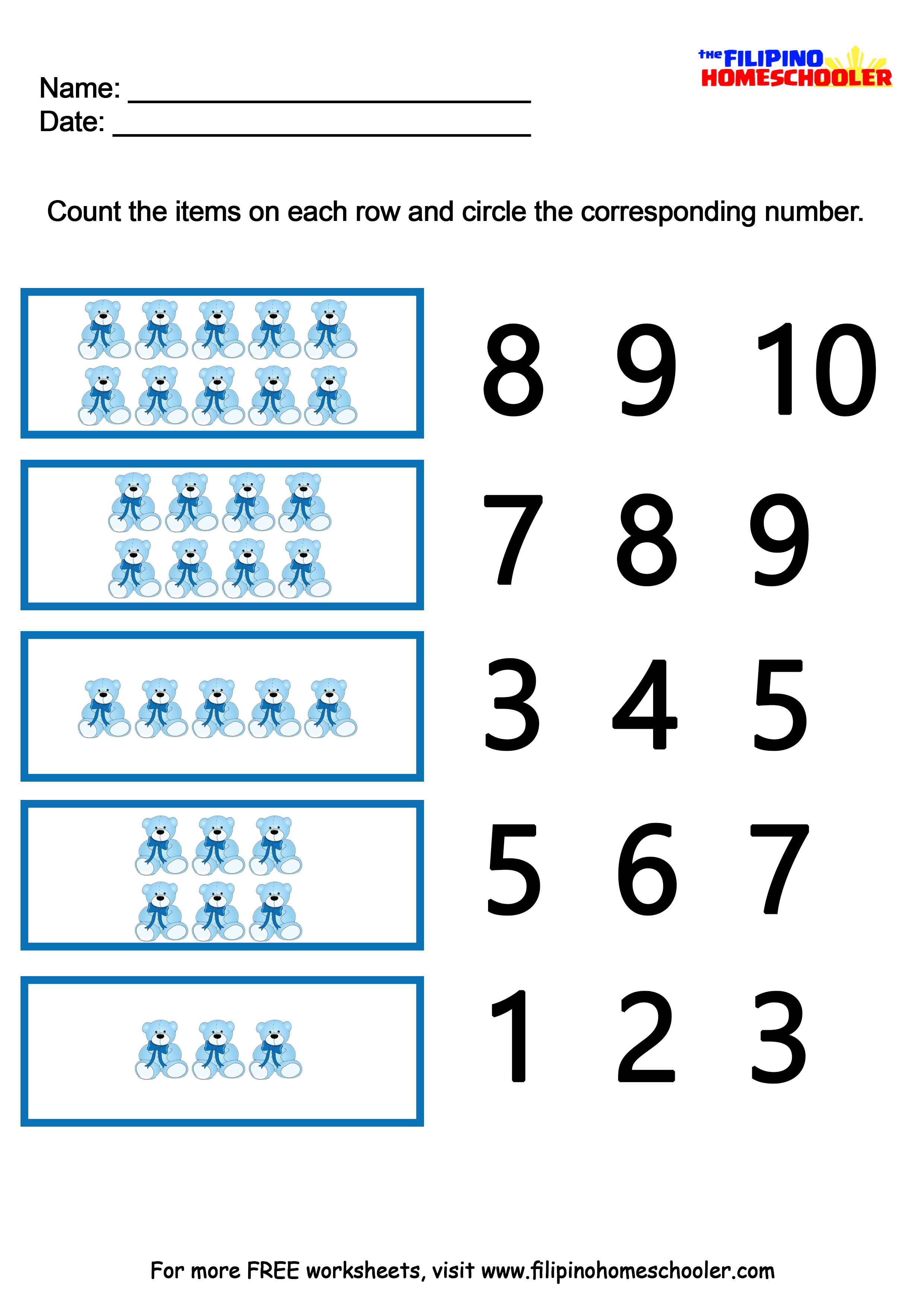 80 Printable Number Recognition 1-10 Worksheets 33