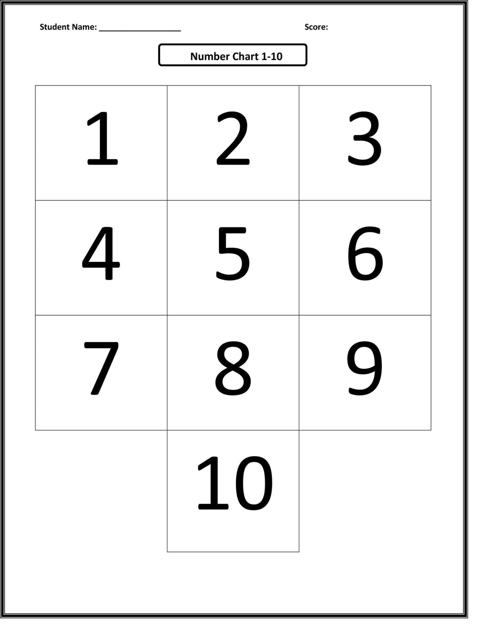 80 Printable Number Recognition 1-10 Worksheets 50