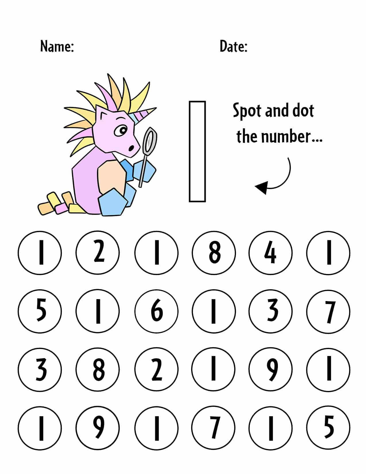 80 Printable Number Recognition 1-10 Worksheets 51