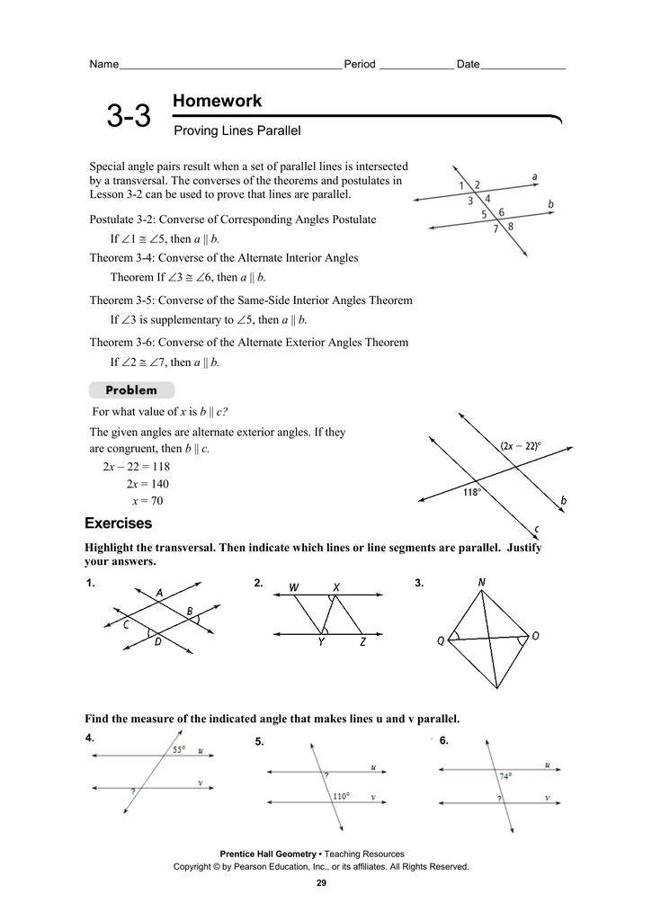 80 Printable Parallel Line Proofs Worksheet 3