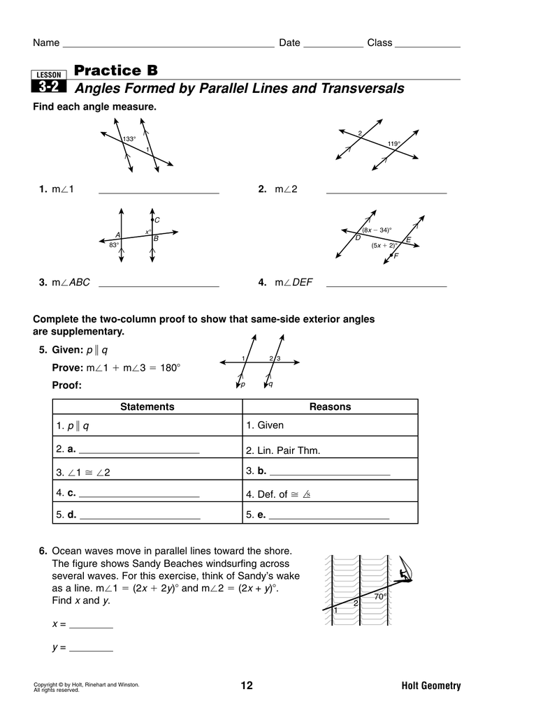 80 Printable Parallel Line Proofs Worksheet 4