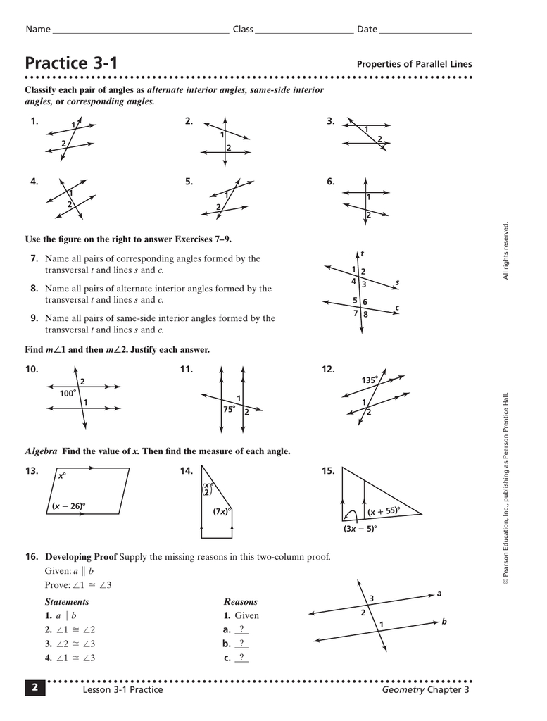 80 Printable Parallel Line Proofs Worksheet 55