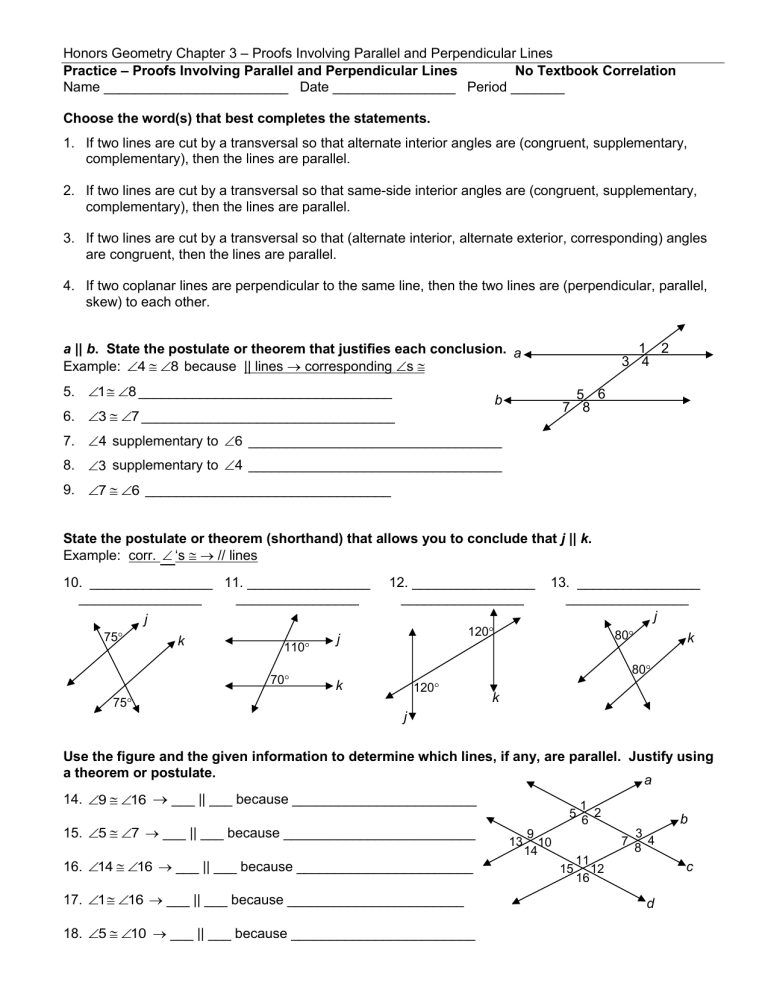 80 Printable Parallel Line Proofs Worksheet 67