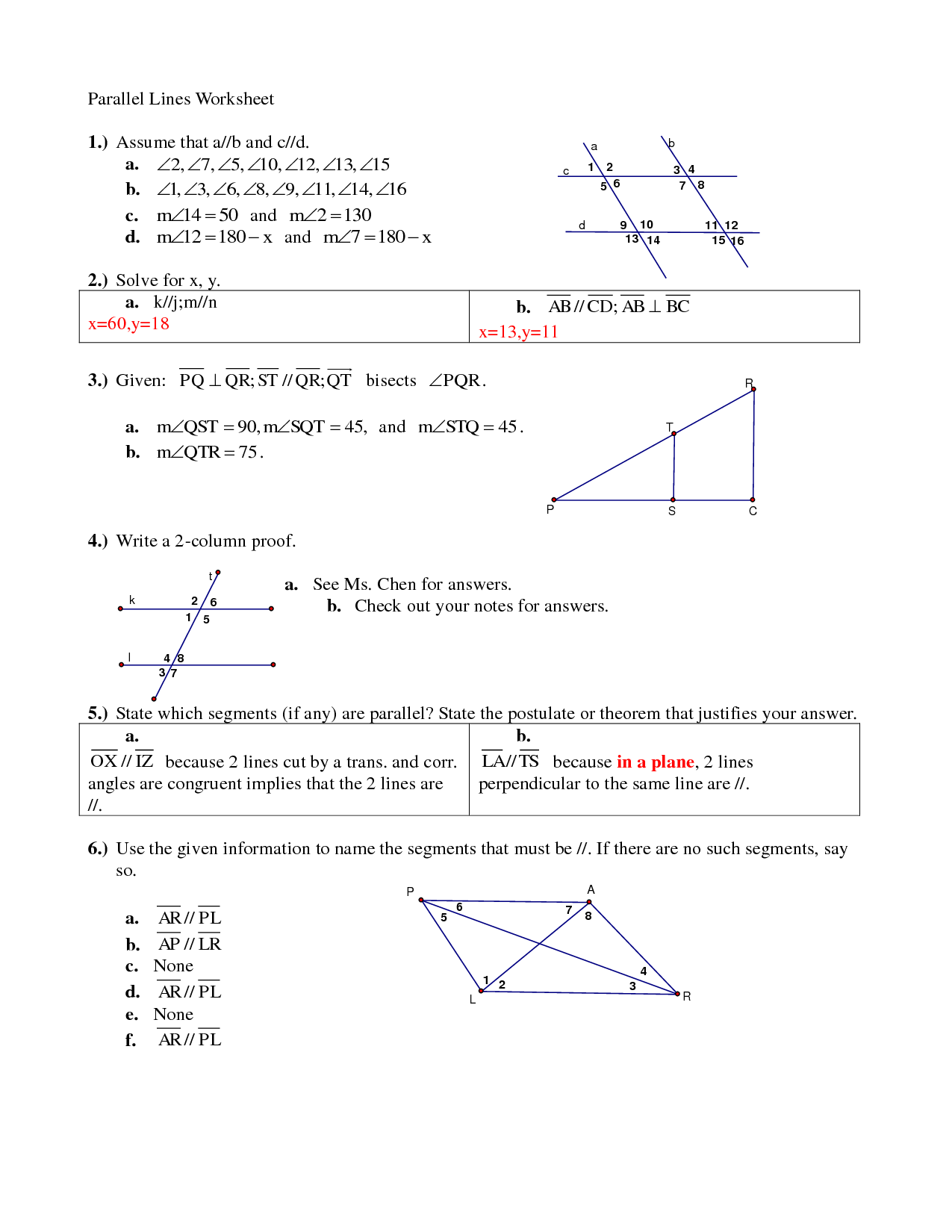 80 Printable Parallel Line Proofs Worksheet 76