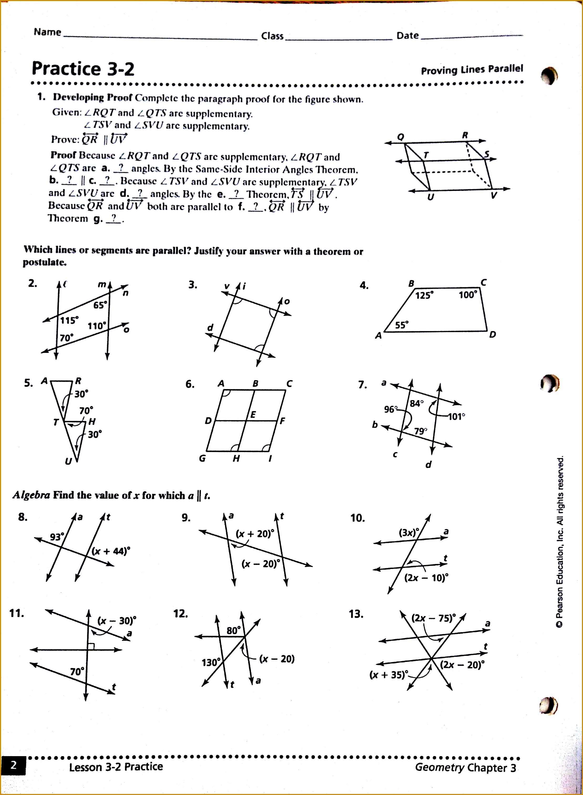 80 Printable Parallel Line Proofs Worksheet 80