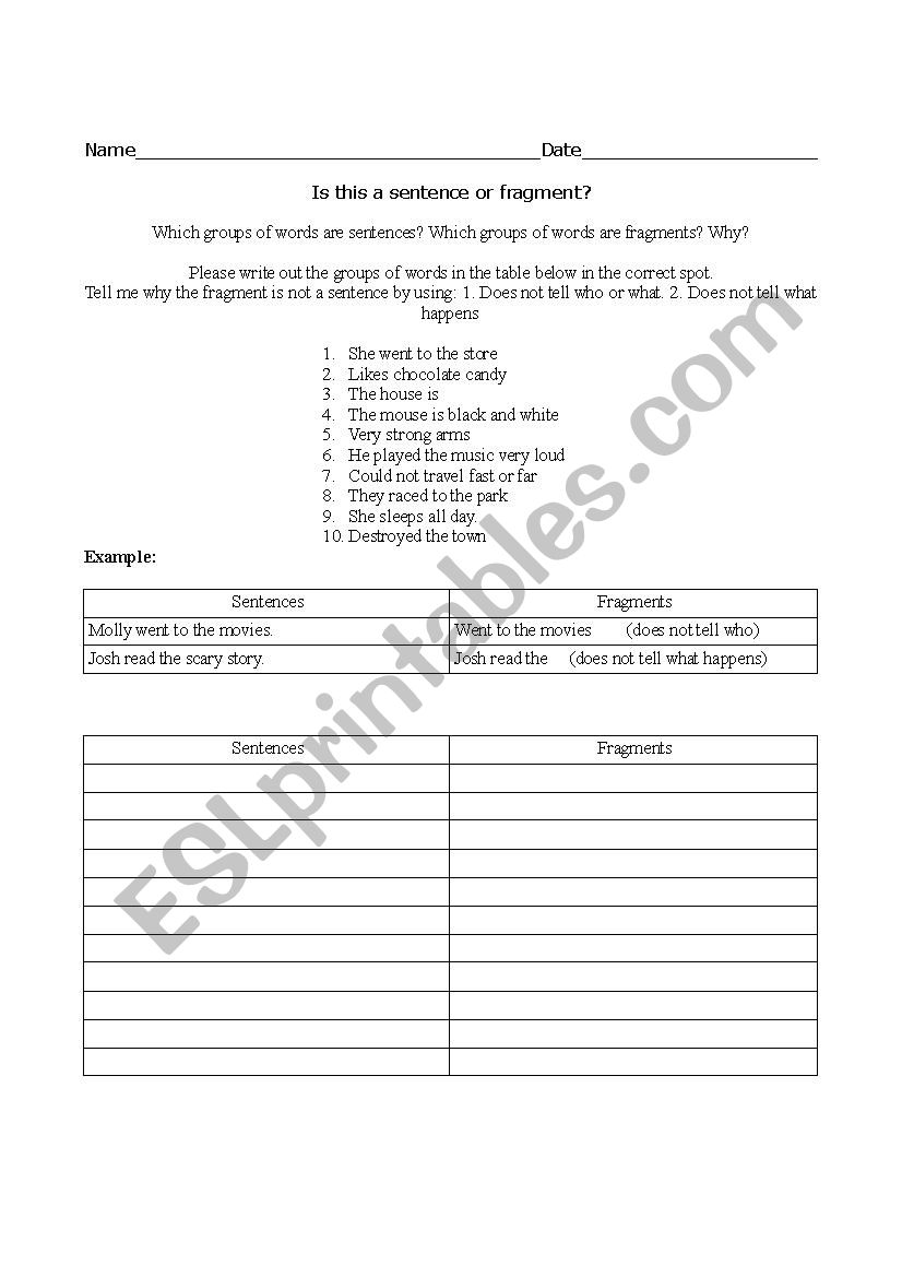 80 Printable Sentence And Fragment Worksheets 18