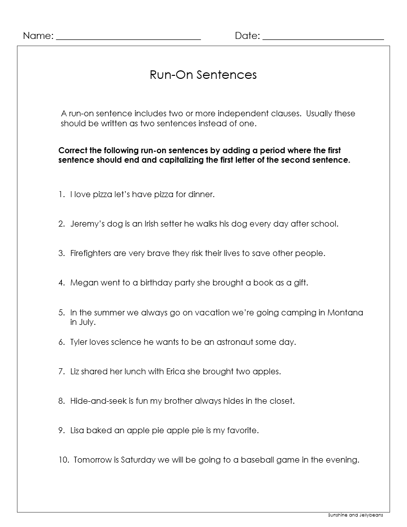 80 Printable Sentence And Fragment Worksheets 24