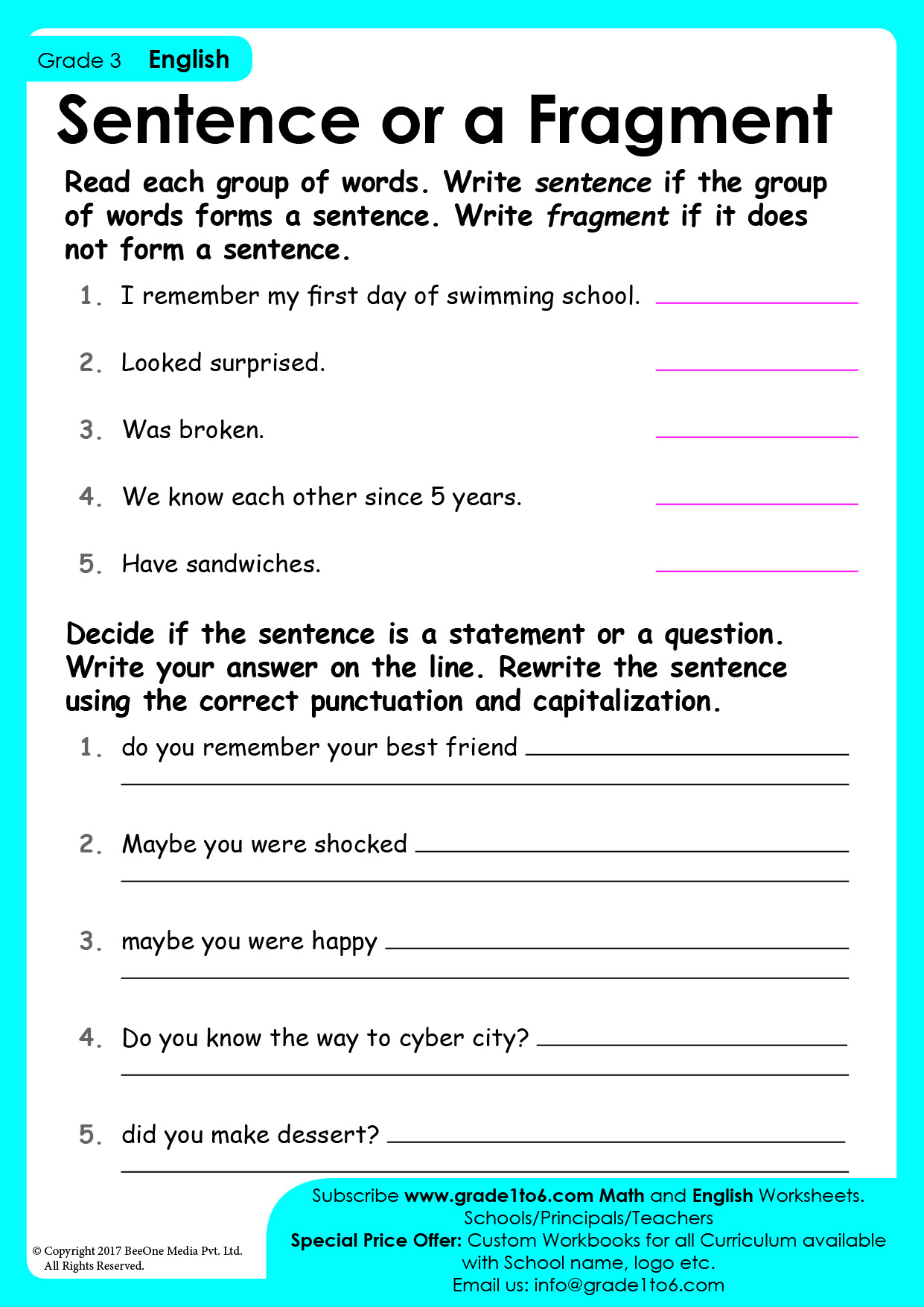 80 Printable Sentence And Fragment Worksheets 25