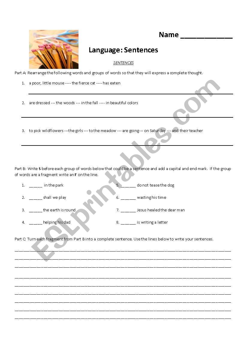 80 Printable Sentence And Fragment Worksheets 40