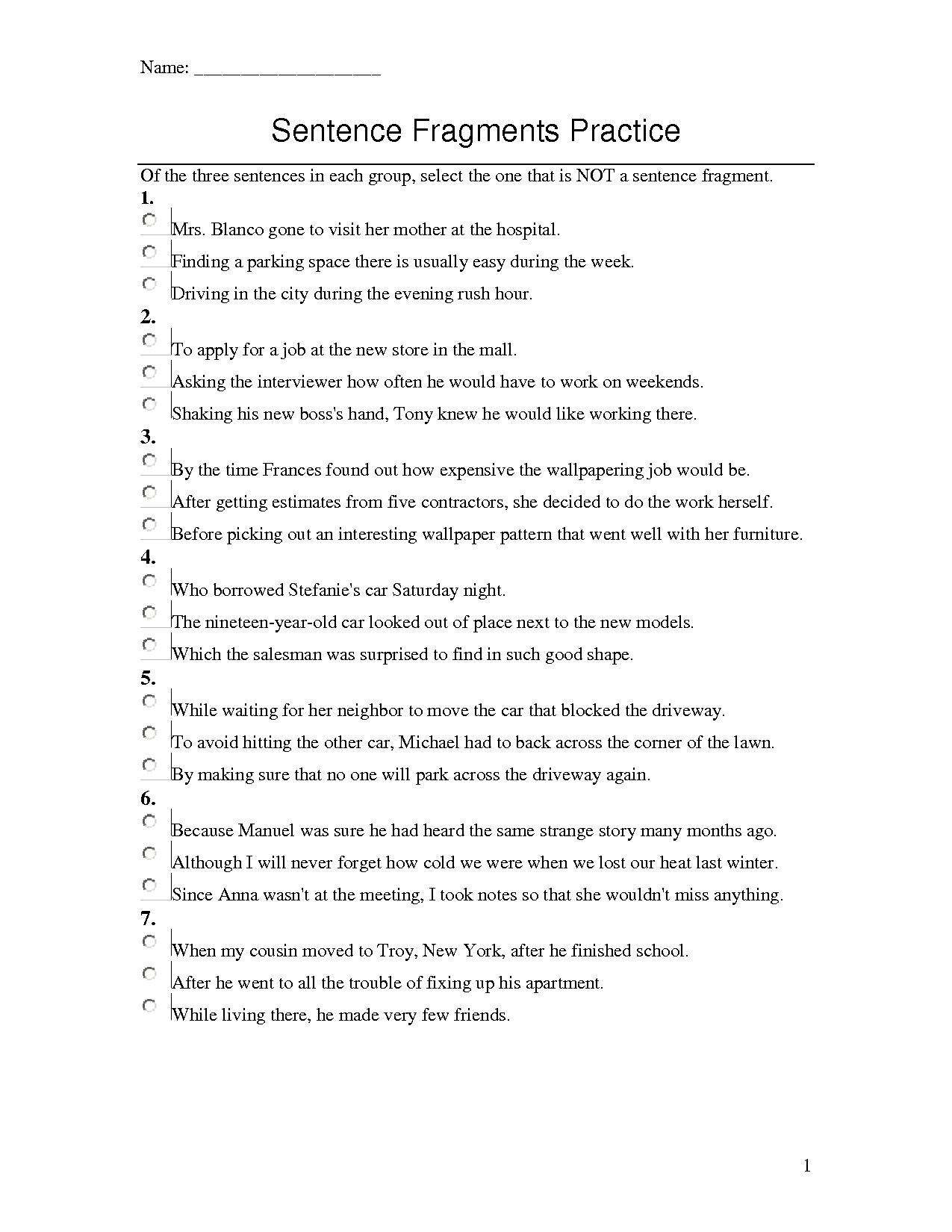 80 Printable Sentence And Fragment Worksheets 45