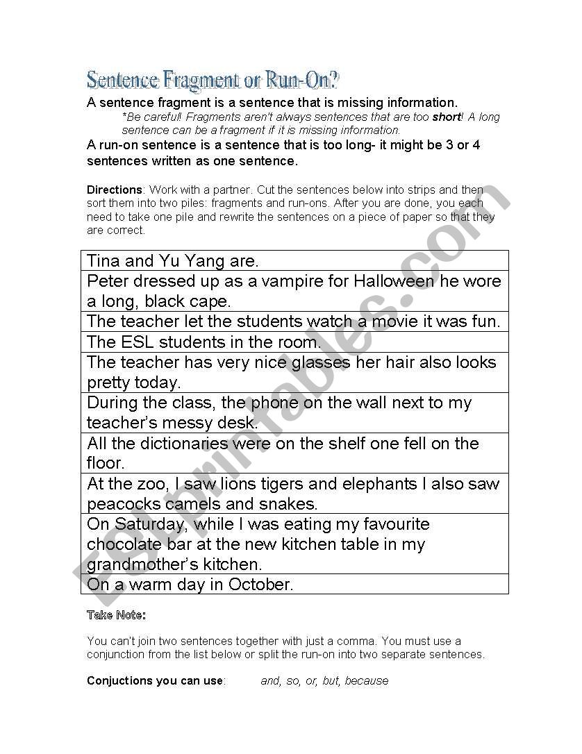 80 Printable Sentence And Fragment Worksheets 52