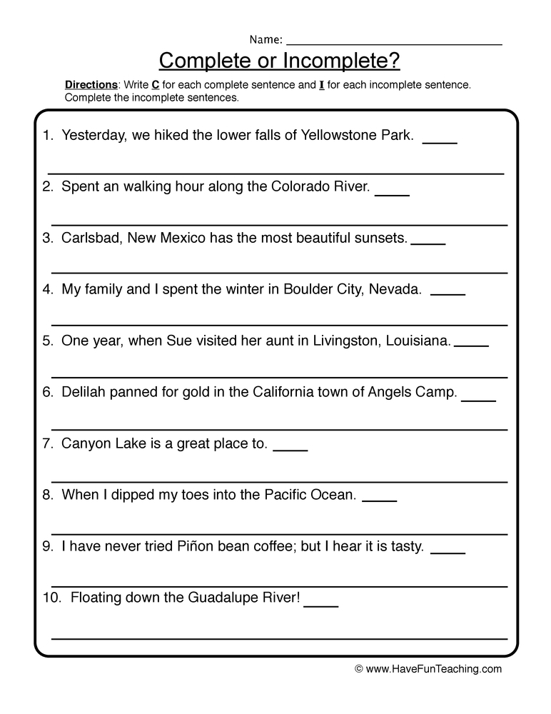 80 Printable Sentence And Fragment Worksheets 63