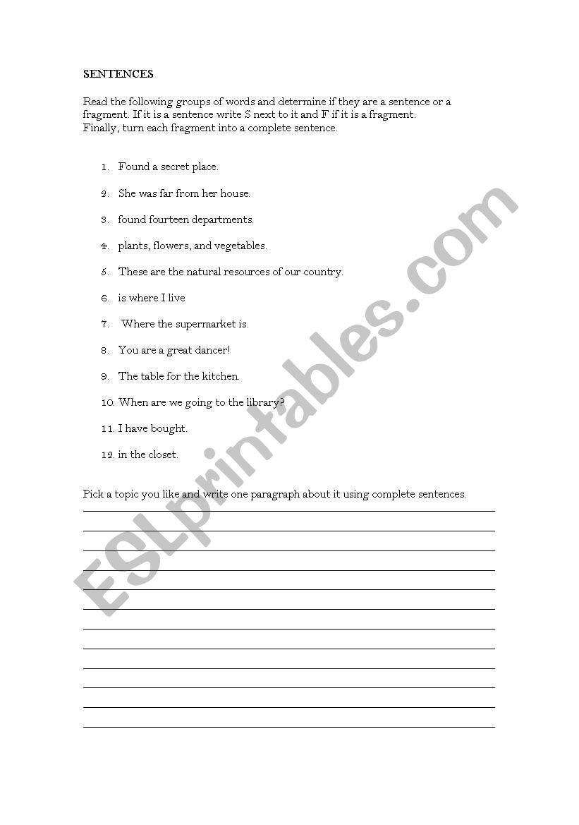 80 Printable Sentence And Fragment Worksheets 83