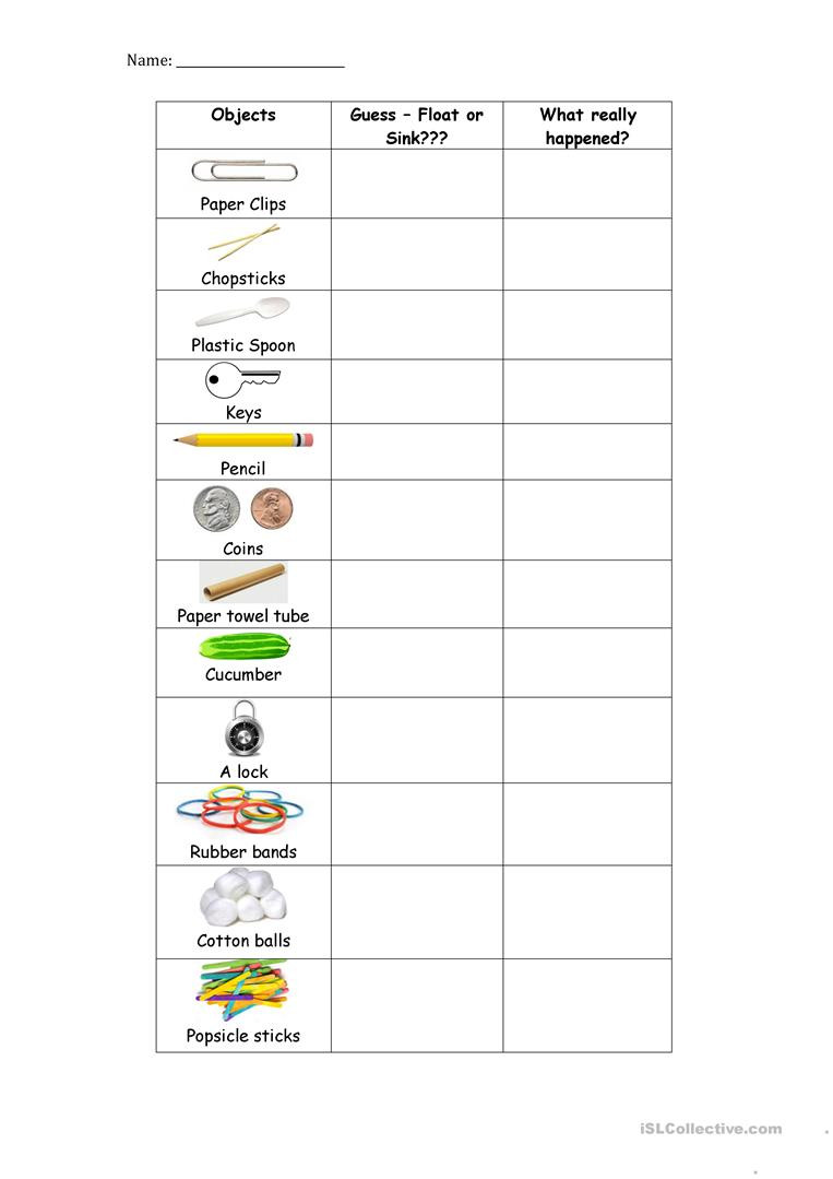 80 Printable Sinking And Floating Worksheet 18