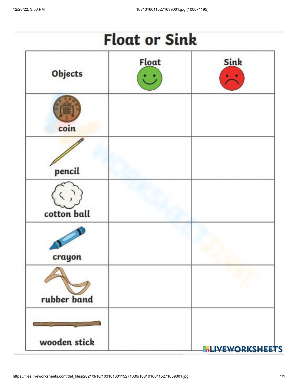 80 Printable Sinking And Floating Worksheet 46