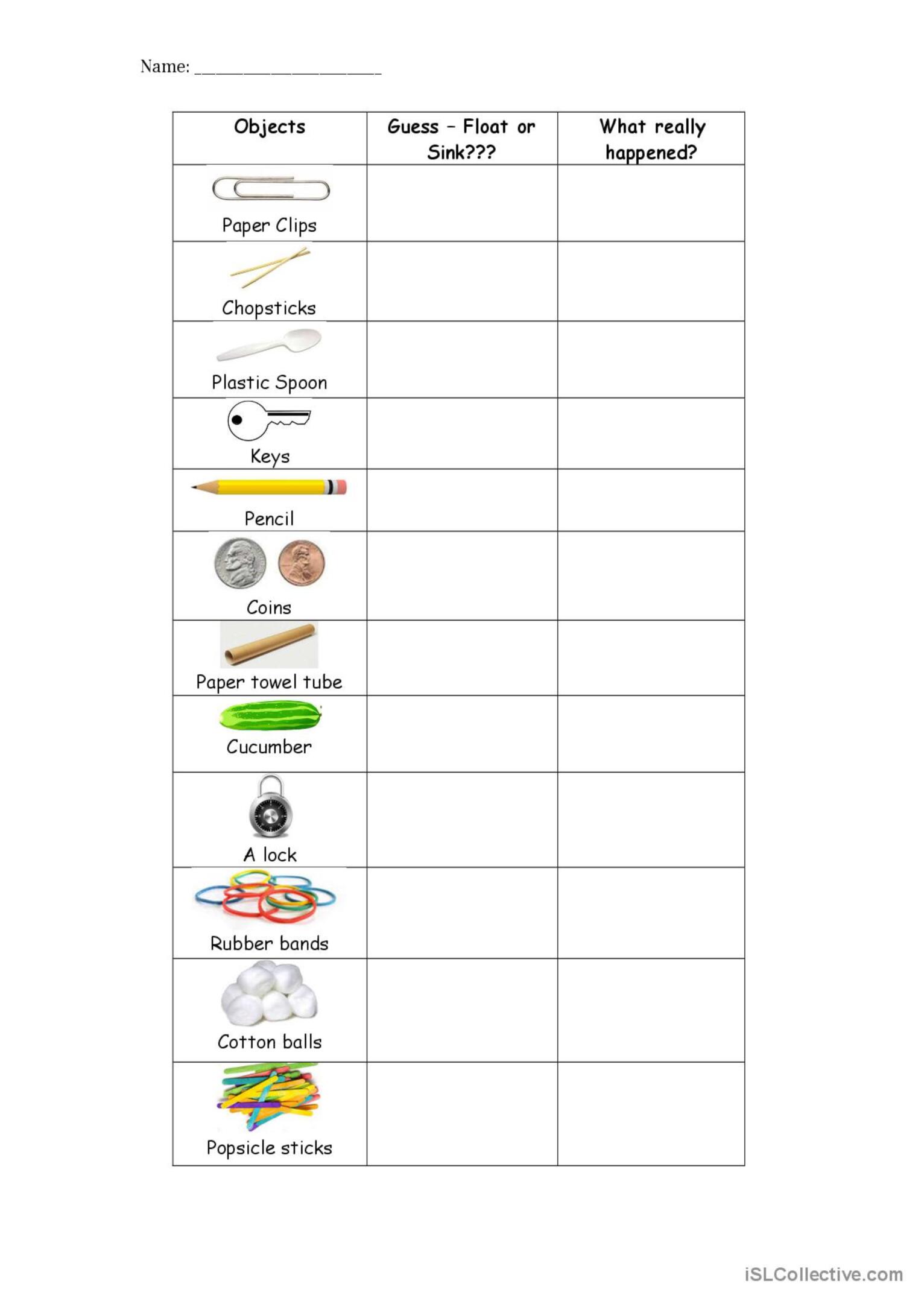 80 Printable Sinking And Floating Worksheet 48