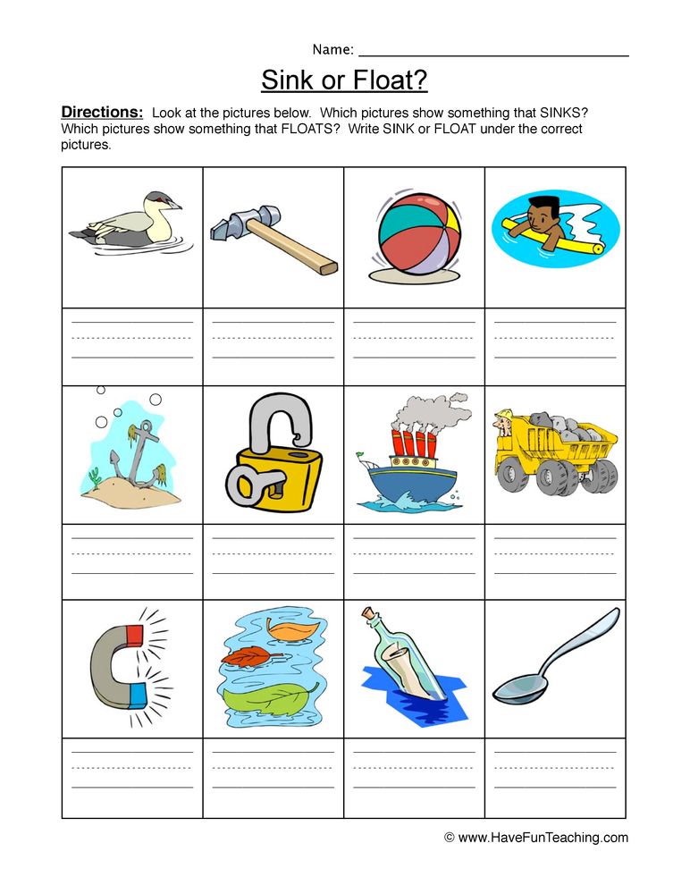 80 Printable Sinking And Floating Worksheet 52