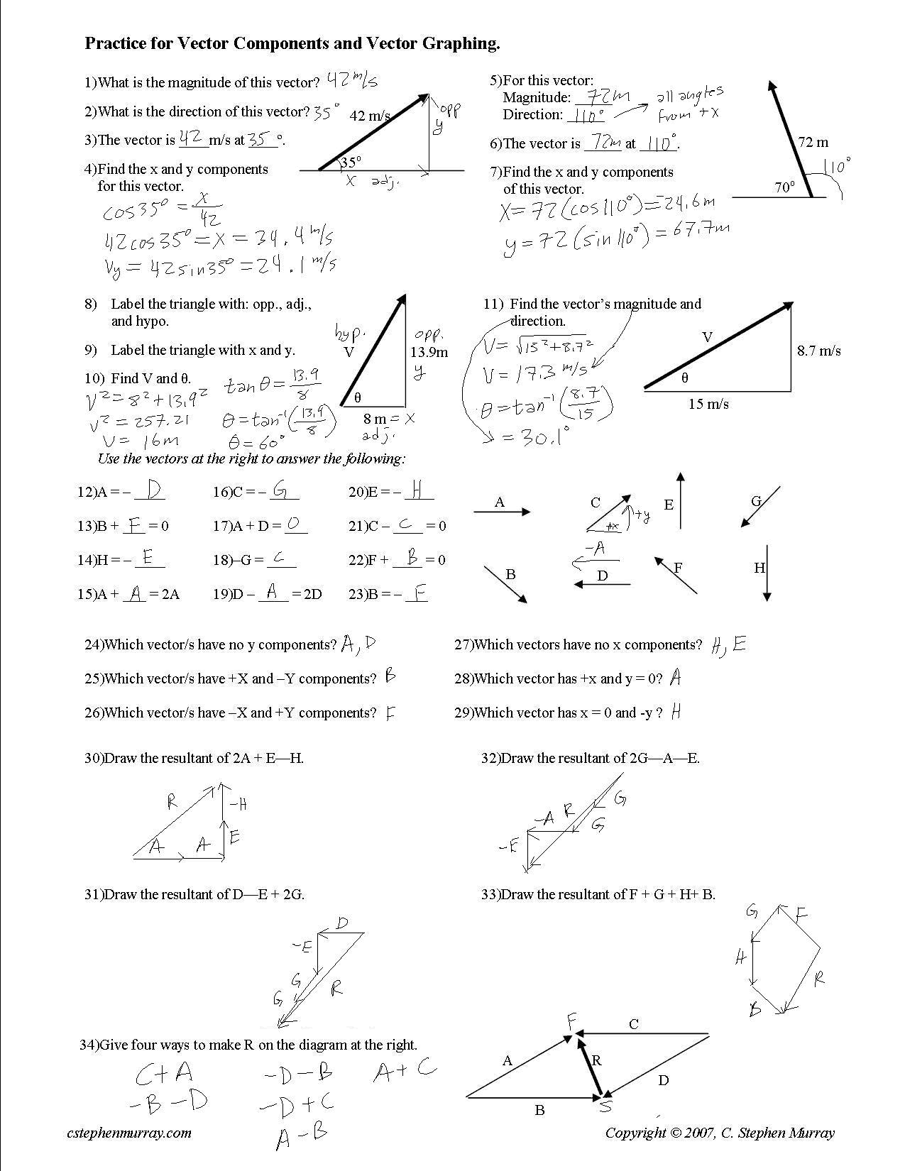 85 Vectors Physics Worksheet Answers 2