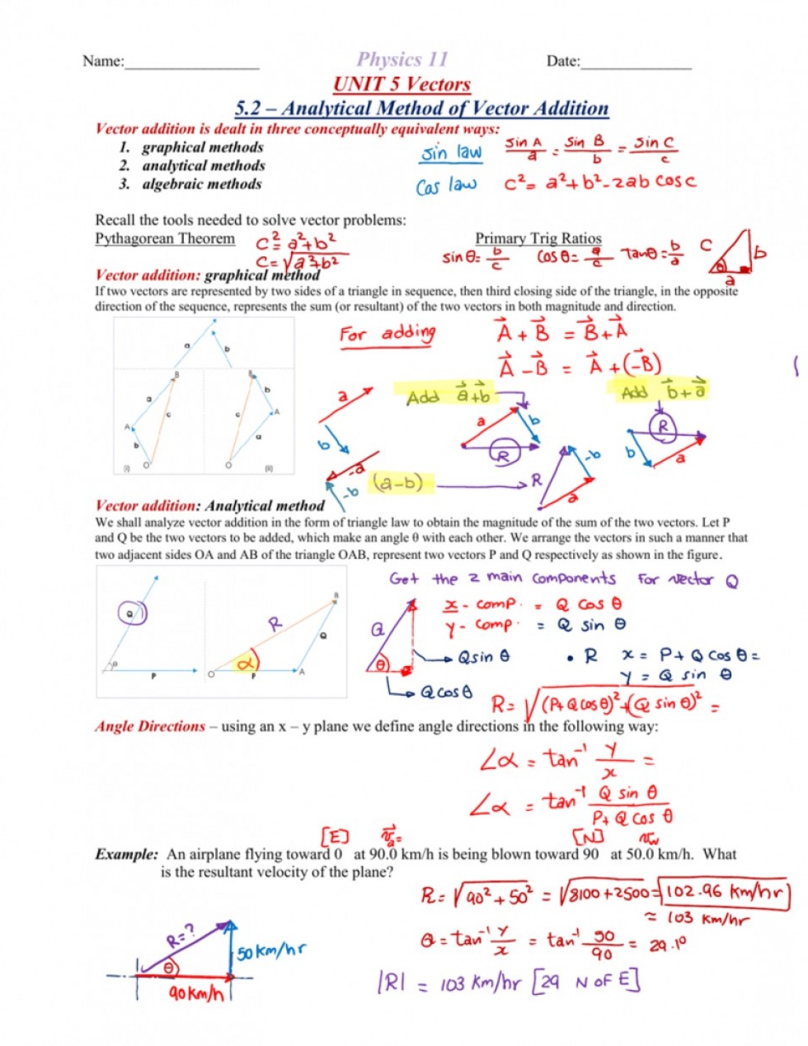 85 Vectors Physics Worksheet Answers 4