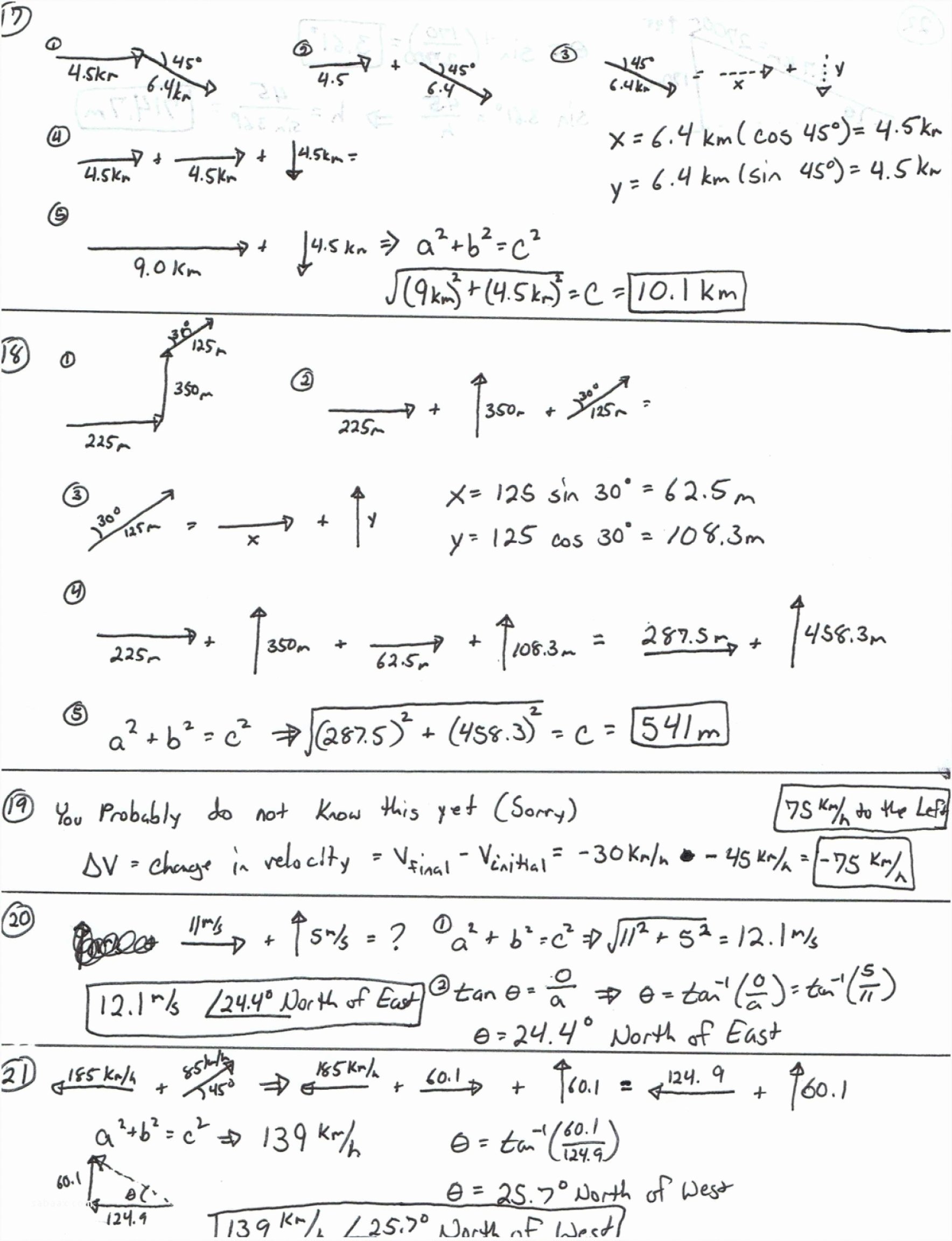 85 Vectors Physics Worksheet Answers 5