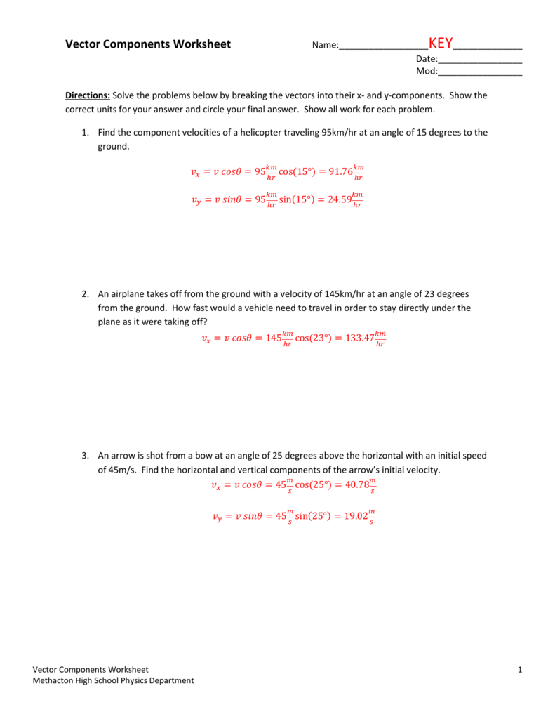 85 Vectors Physics Worksheet Answers 71