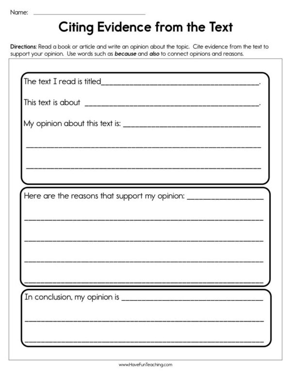 90 Citing Textual Evidence Worksheets 79