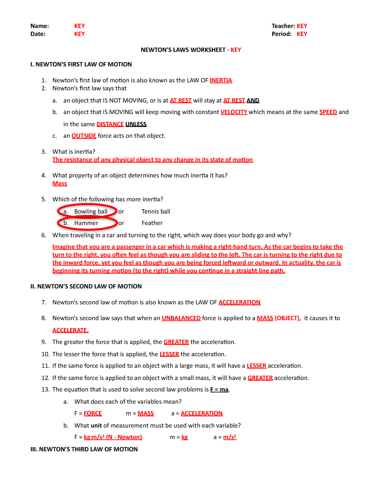 90 Newtons First Law Worksheets 49