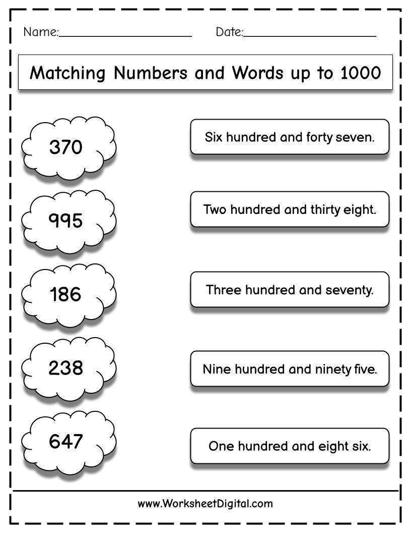 90 Number Words Worksheet 1-1000 1