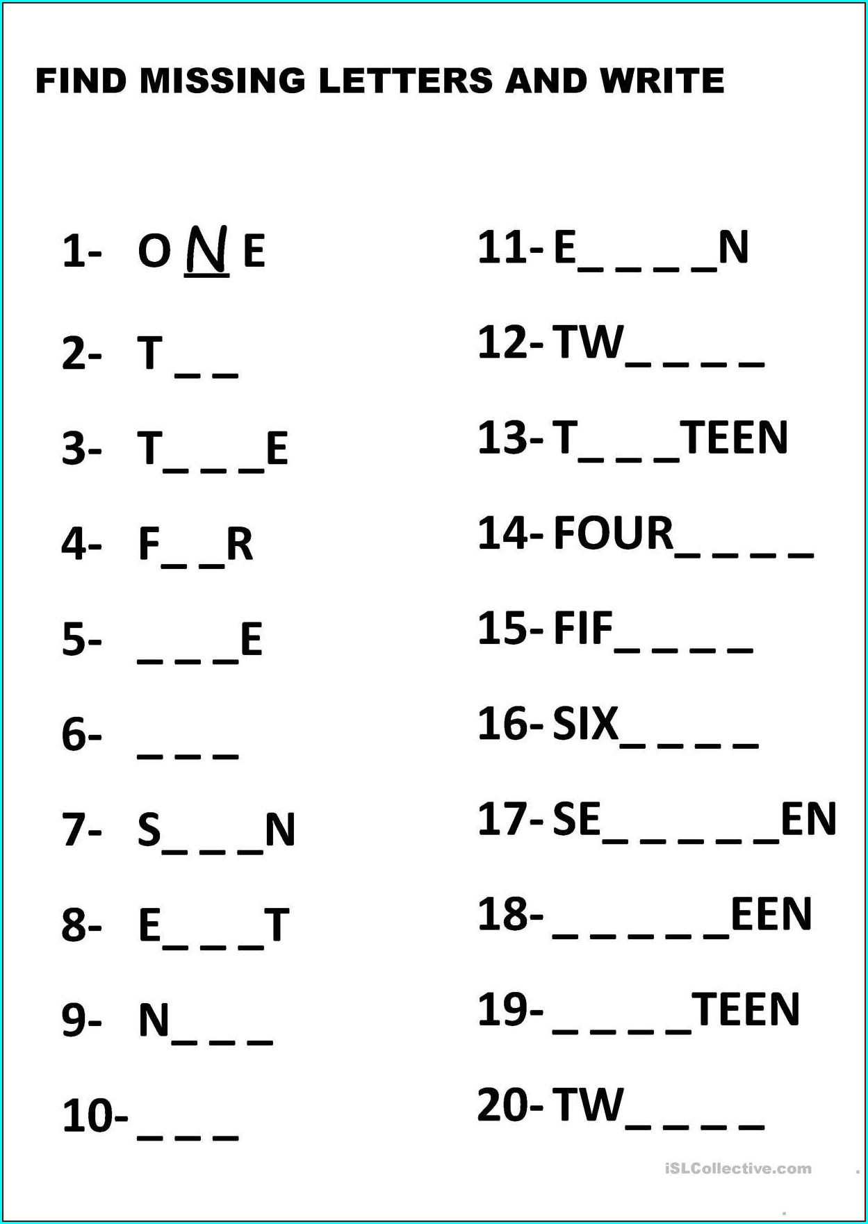 90 Number Words Worksheet 1-1000 32