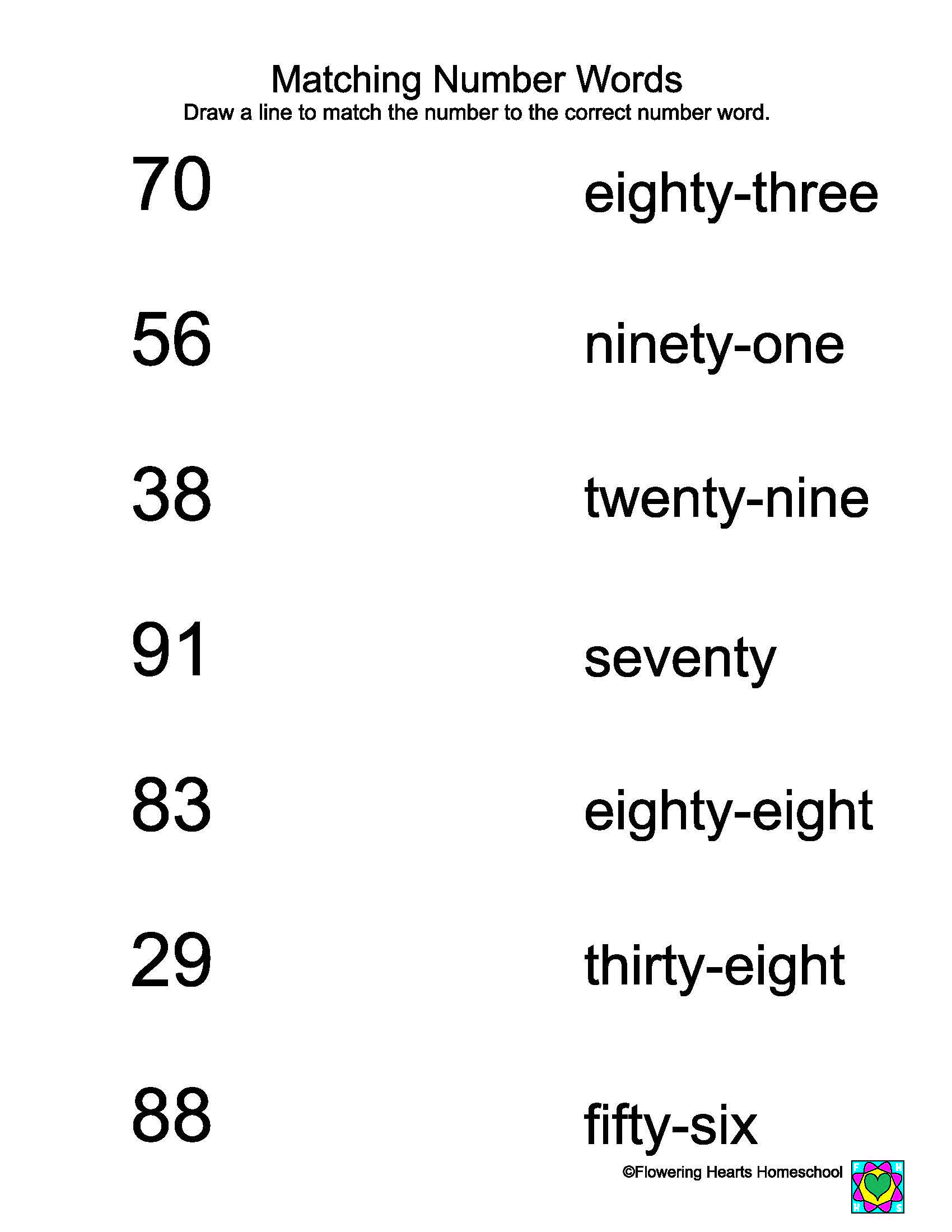 90 Number Words Worksheet 1-1000 6