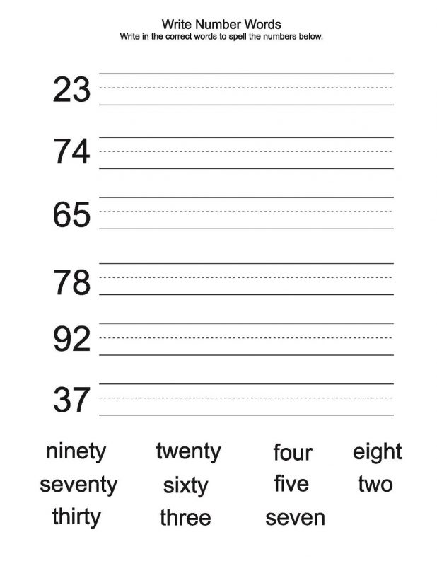 90 Number Words Worksheet 1-1000 62