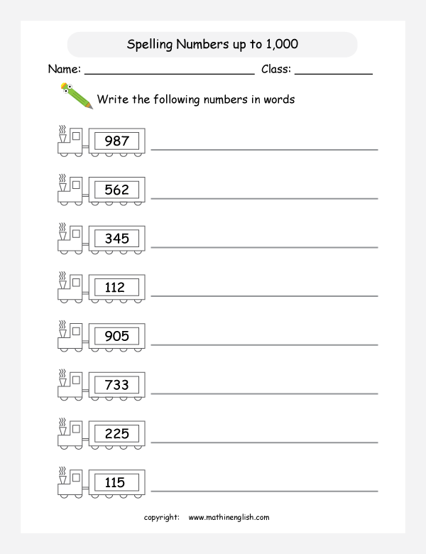 90 Number Words Worksheet 1-1000 69