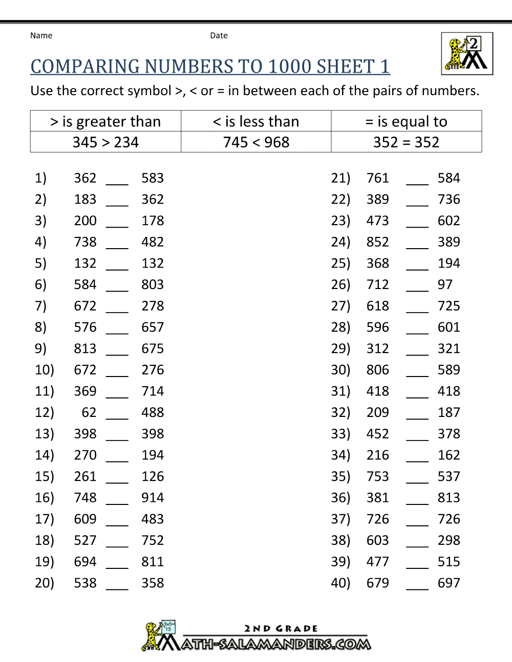 90 Number Words Worksheet 1-1000 71