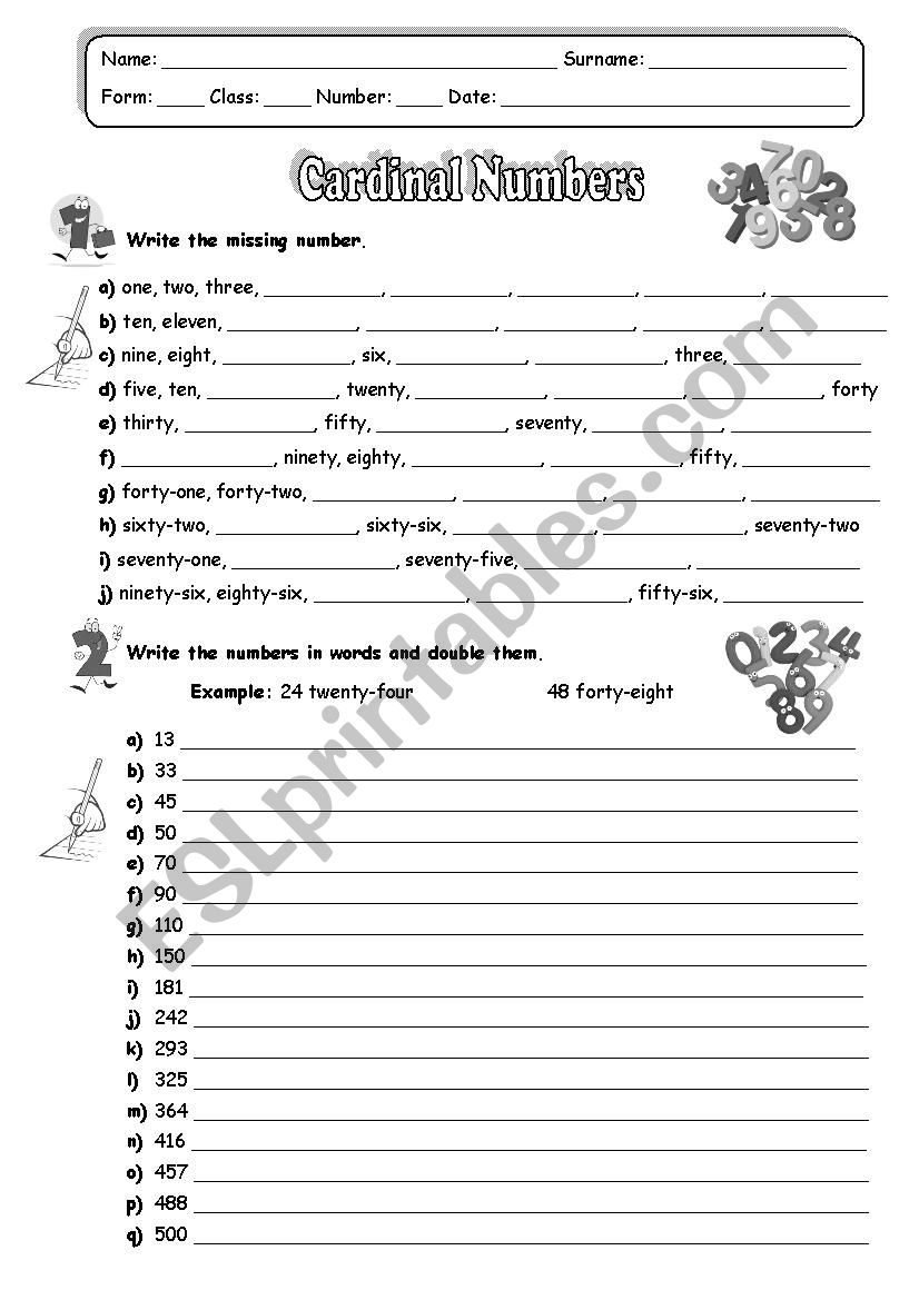 90 Number Words Worksheet 1-1000 8