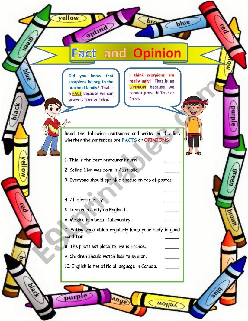 90 Printable Facts And Opinion Worksheet 17