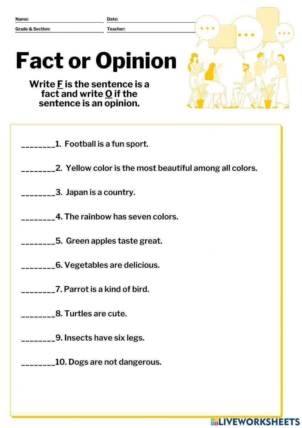 90 Printable Facts And Opinion Worksheet 21