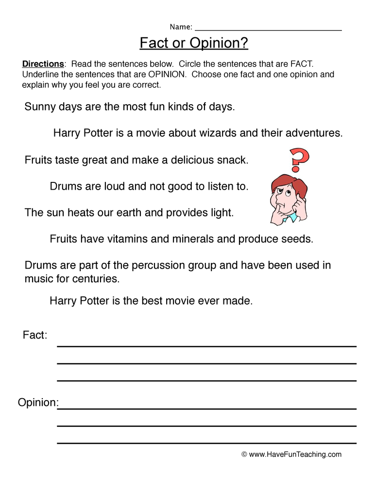 90 Printable Facts And Opinion Worksheet 30