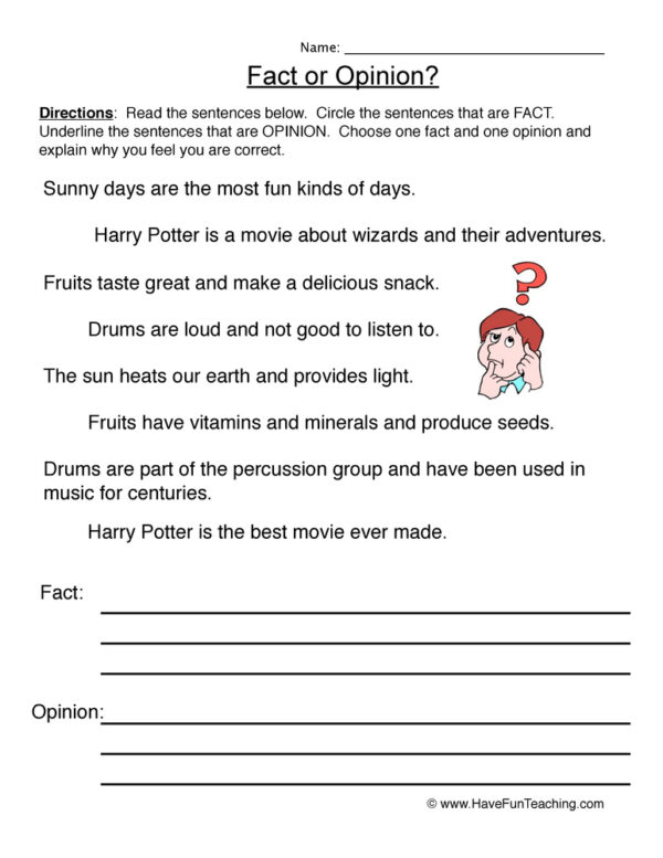 90 Printable Facts And Opinion Worksheet 36