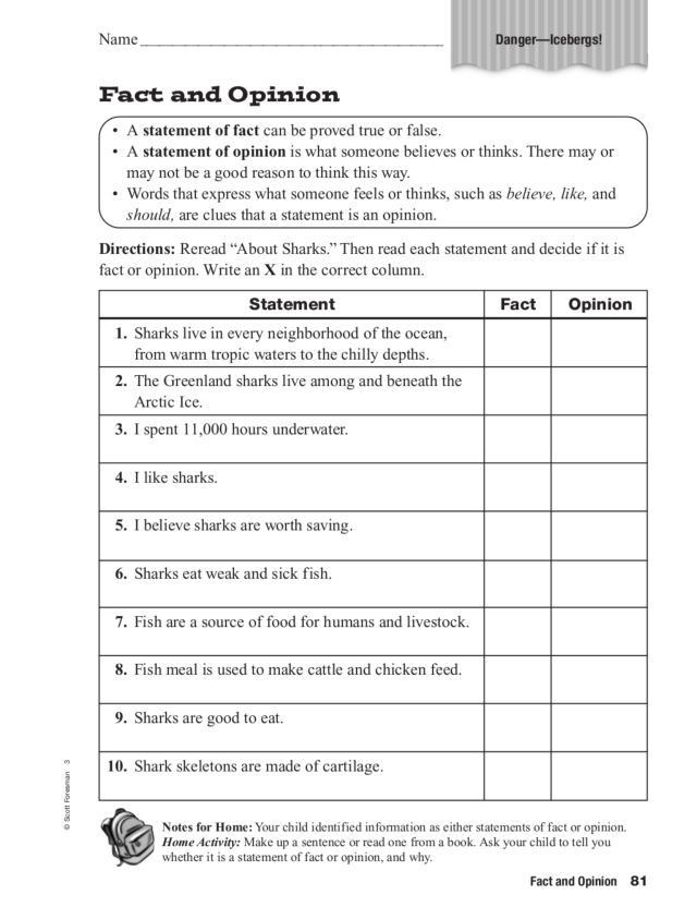 90 Printable Facts And Opinion Worksheet 39