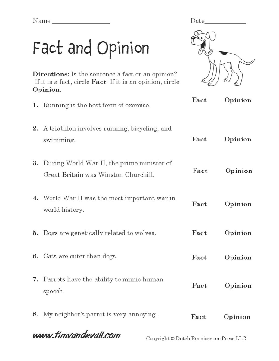 90 Printable Facts And Opinion Worksheet 50