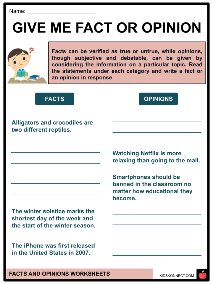 90 Printable Facts And Opinion Worksheet 52