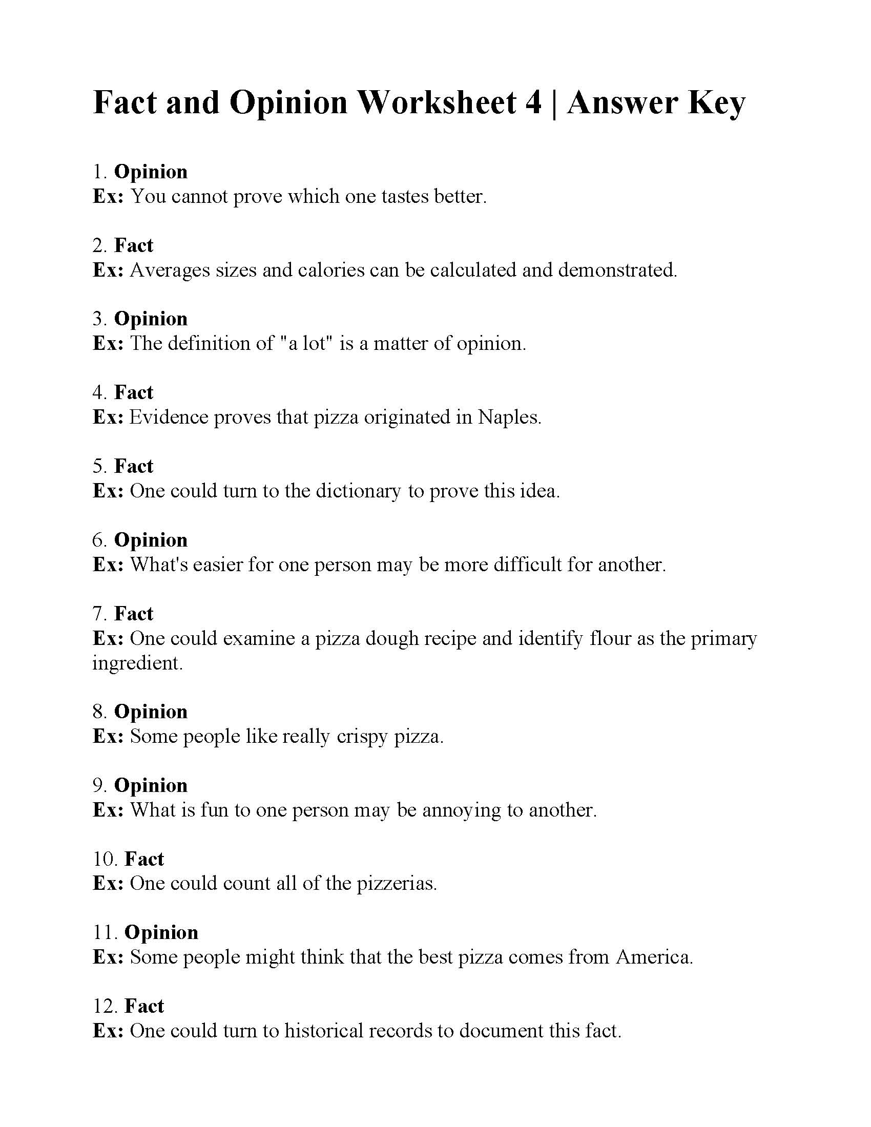 90 Printable Facts And Opinion Worksheet 74