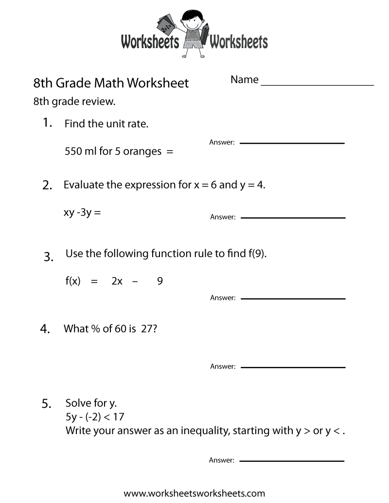 90 Printable Free 8Th Grade Worksheets 1