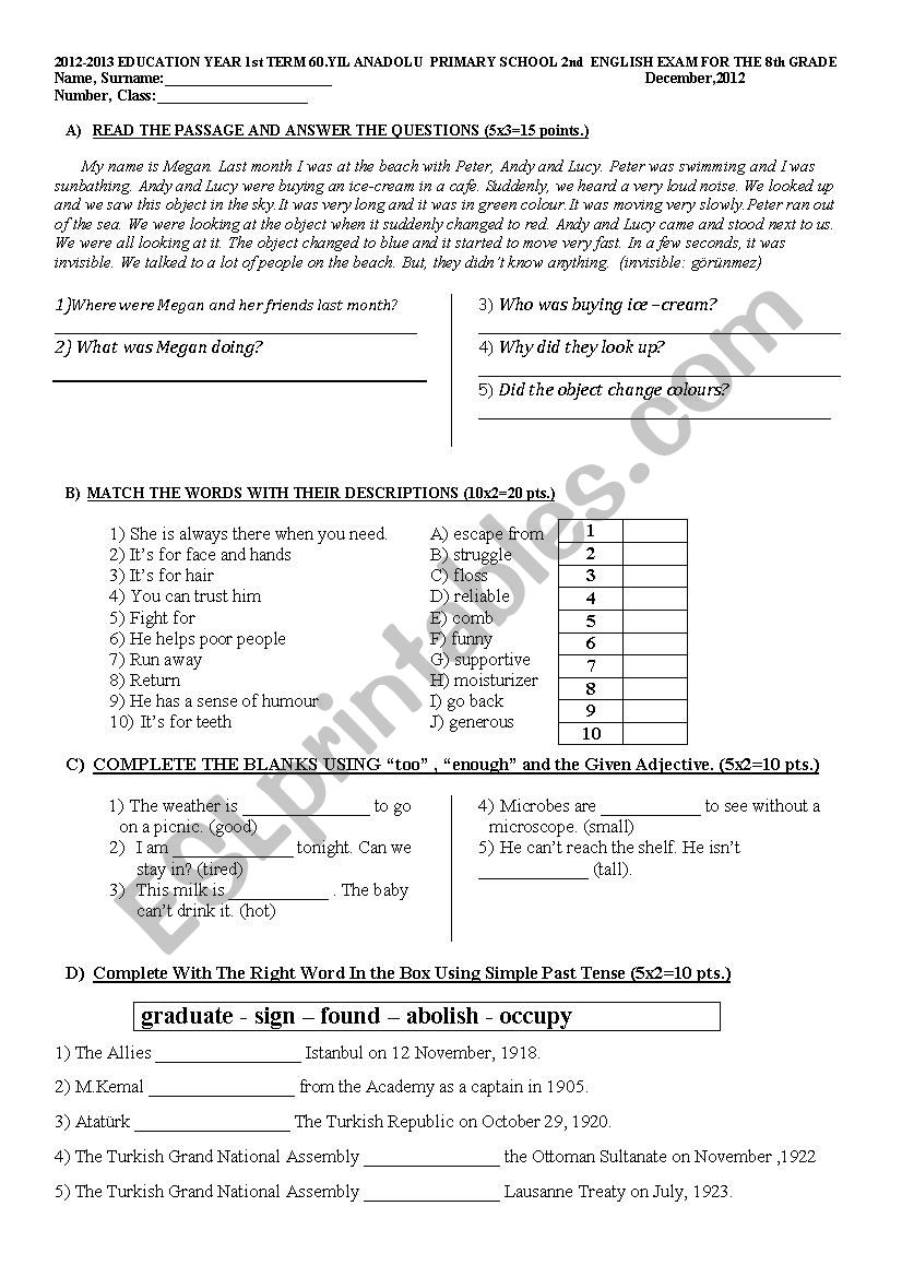 90 Printable Free 8Th Grade Worksheets 29