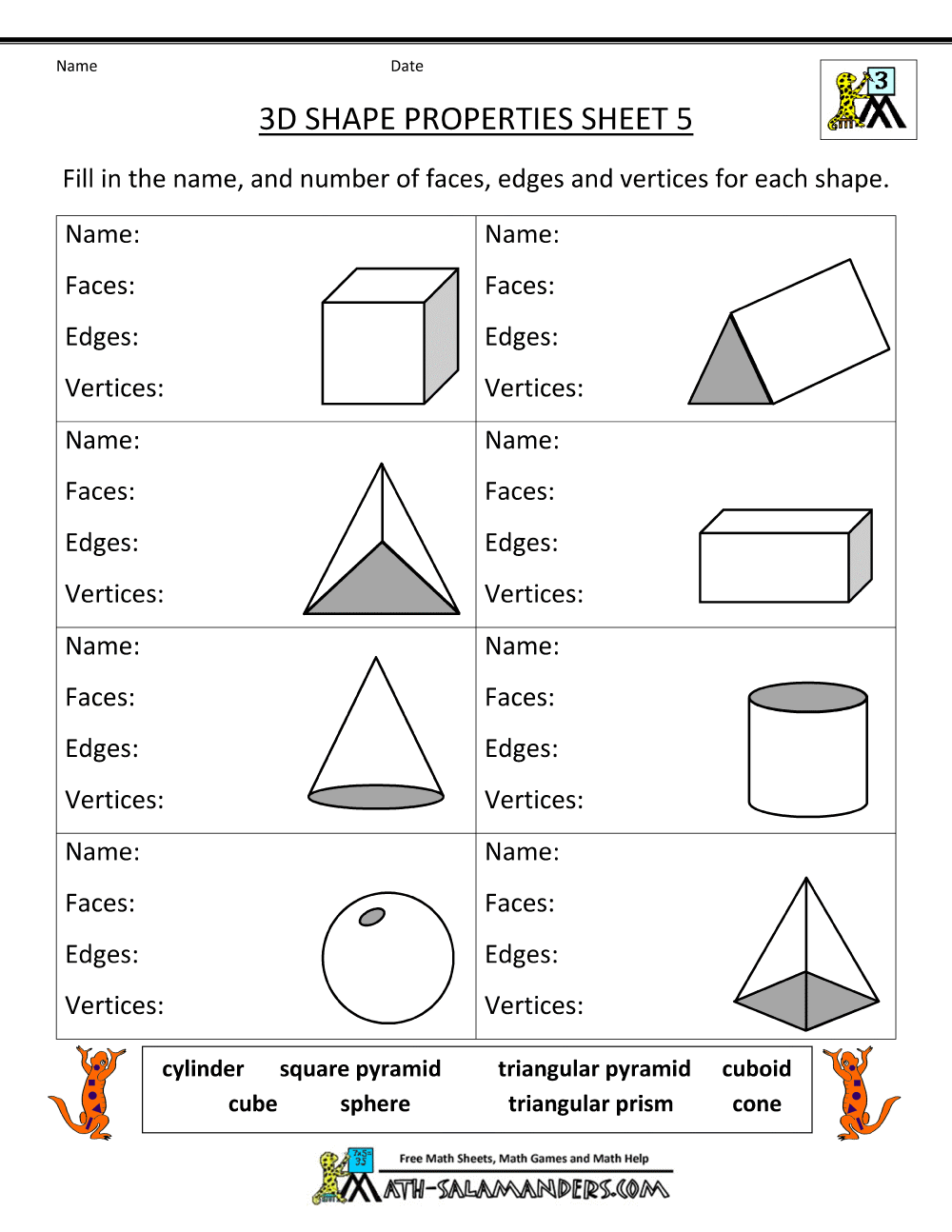 Get 85 3D Shapes Worksheets Pdf Ideas 55