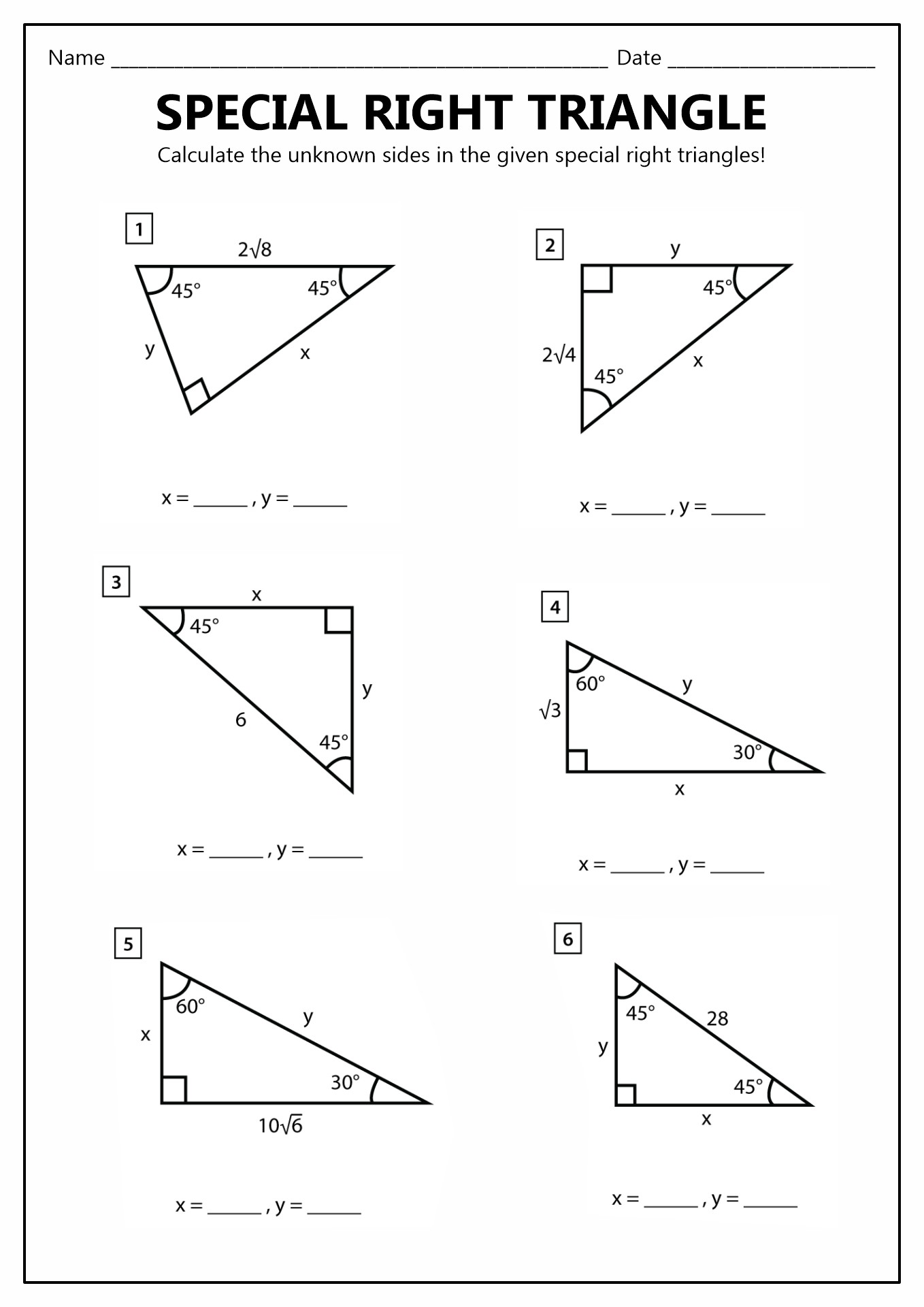 Get 85 Special Rights Triangles Worksheet Ideas 53