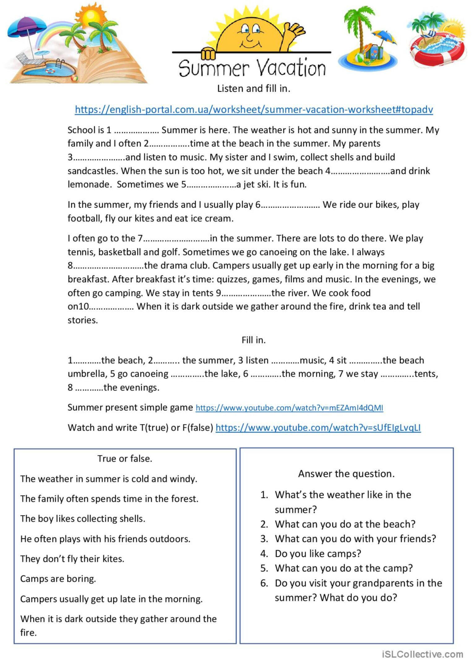 Get 85 Summer Holiday Worksheet 8