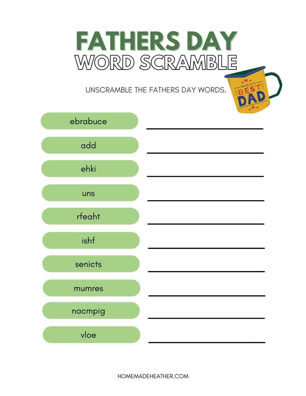 Printable 70 Fathers Day Word Search 10