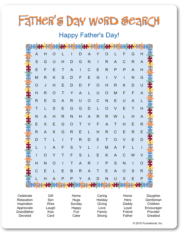 Printable 70 Fathers Day Word Search 21