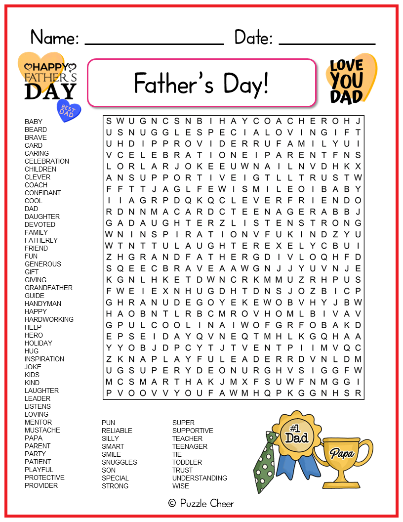 Printable 70 Fathers Day Word Search 23